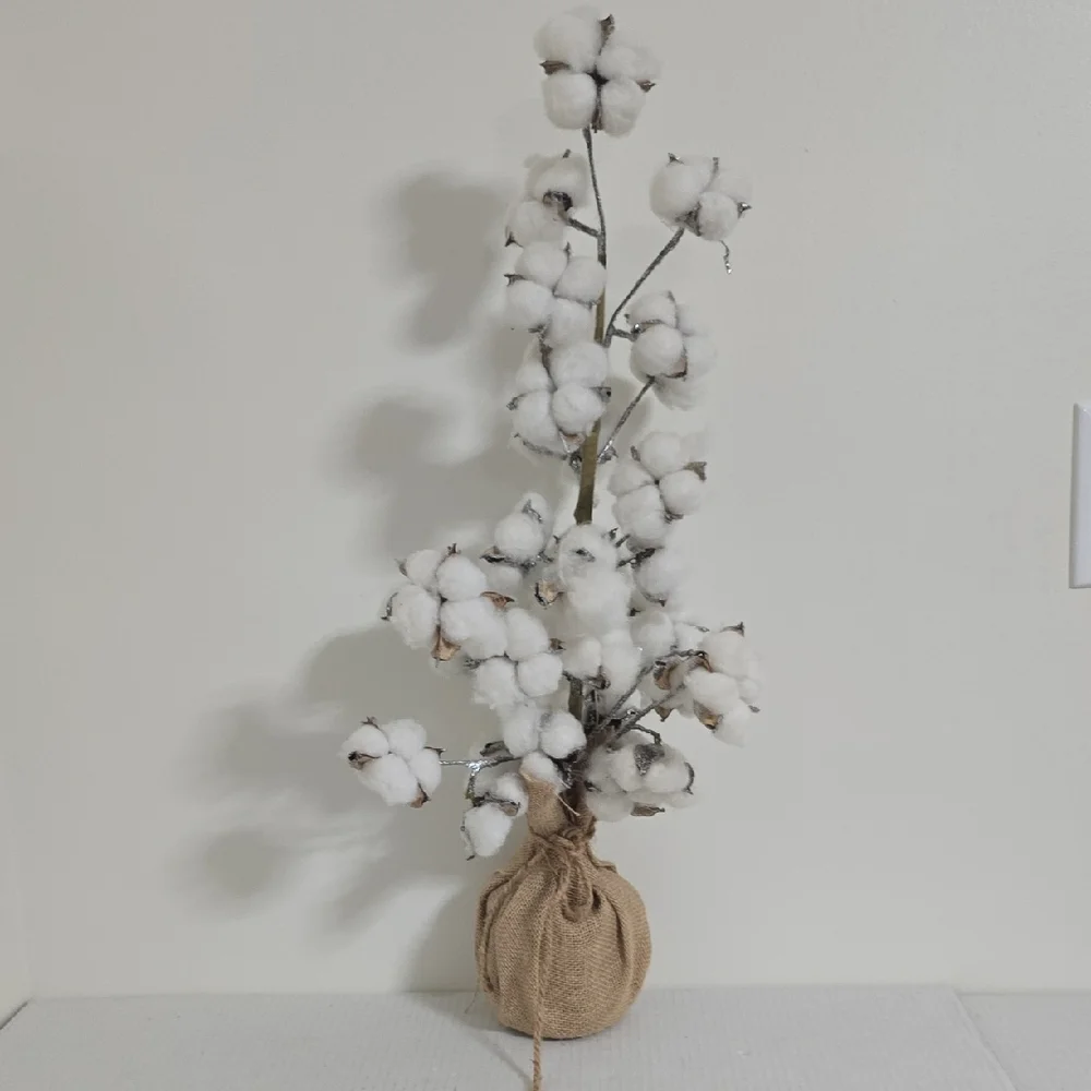 Rustic Cotton Tree with Burlap Base